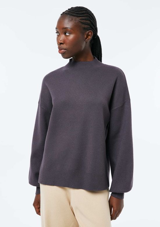 Foto do produto: Blusão Feminino Tricô Gola Alta - Cinza