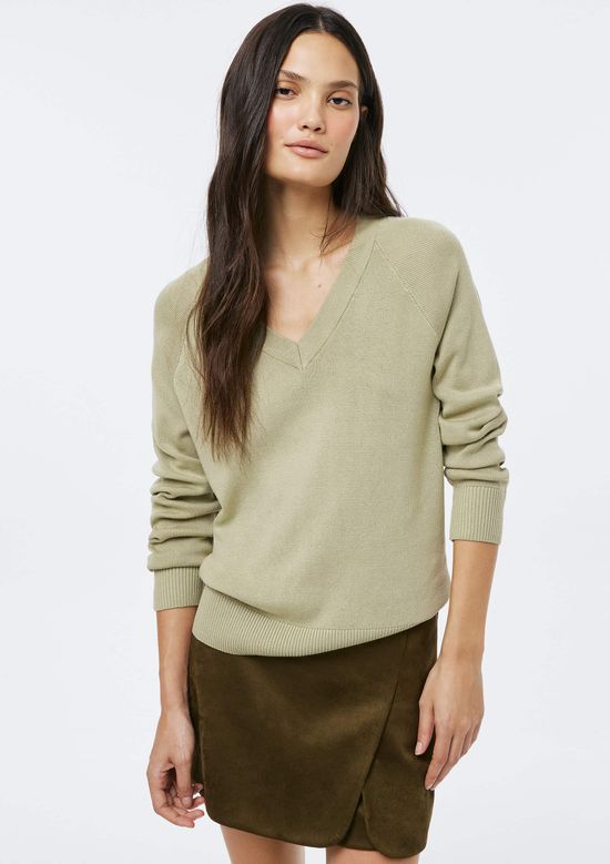 Foto do produto: Blusão Feminino Decote V Em Tricô - Verde