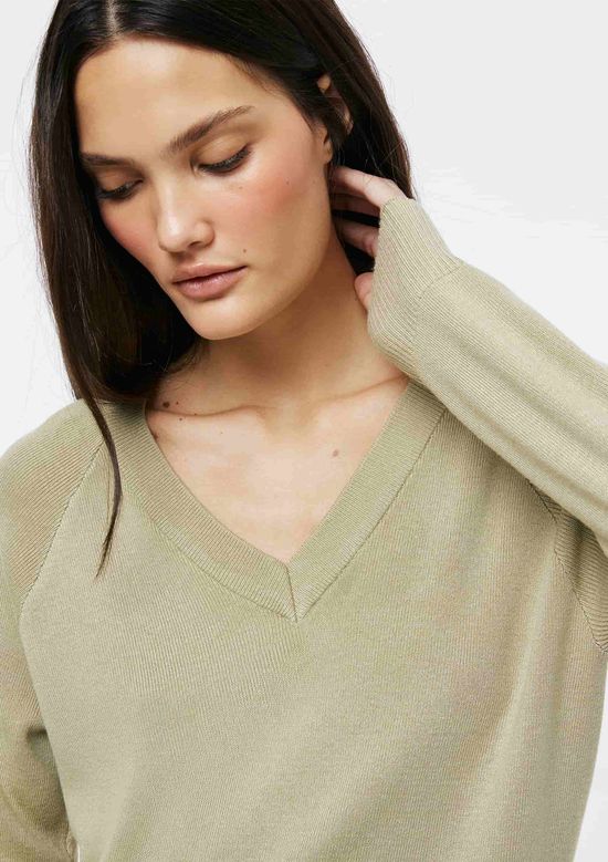 Foto do produto: Blusão Feminino Decote V Em Tricô - Verde