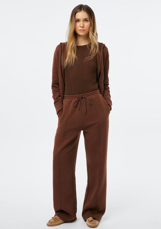 Foto do produto: Calça Feminina Reta Em Moletom - Marrom