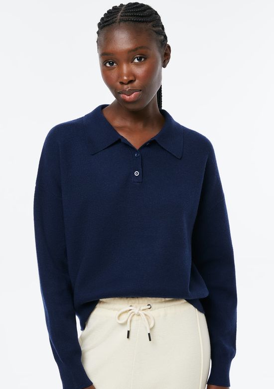 Foto do produto: Polo Feminina Boxy Em Tricô - Azul