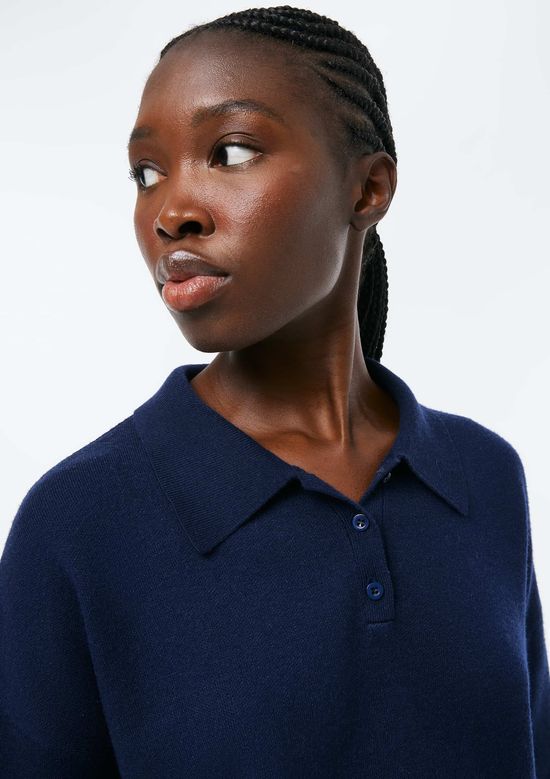 Foto do produto: Polo Feminina Boxy Em Tricô - Azul