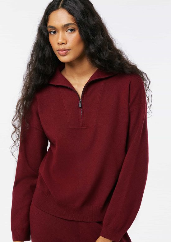 Foto do produto: Blusão Feminino Oversized Em Tricô - Vinho
