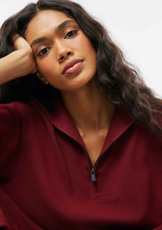 Foto do produto: Blusão Feminino Oversized Em Tricô - Vinho