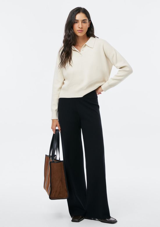 Foto do produto: Calça Feminina Reta Em Tricô - Preto