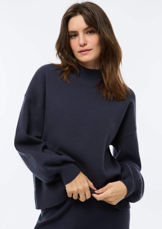 Foto do produto: Blusão Feminino Tricô Gola Alta - Azul