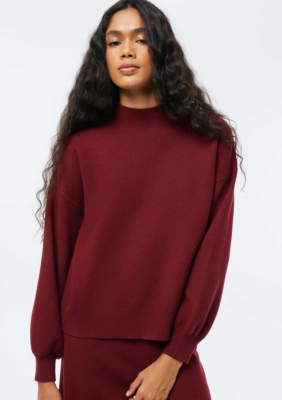 Foto do produto: Blusão Feminino Tricô Gola Alta - Vinho