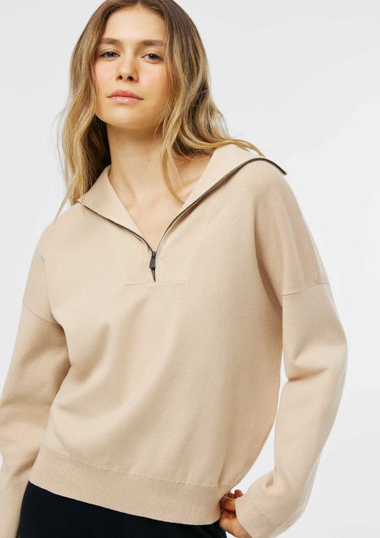 Foto do produto: Blusão Feminino Oversized Em Tricô - Bege