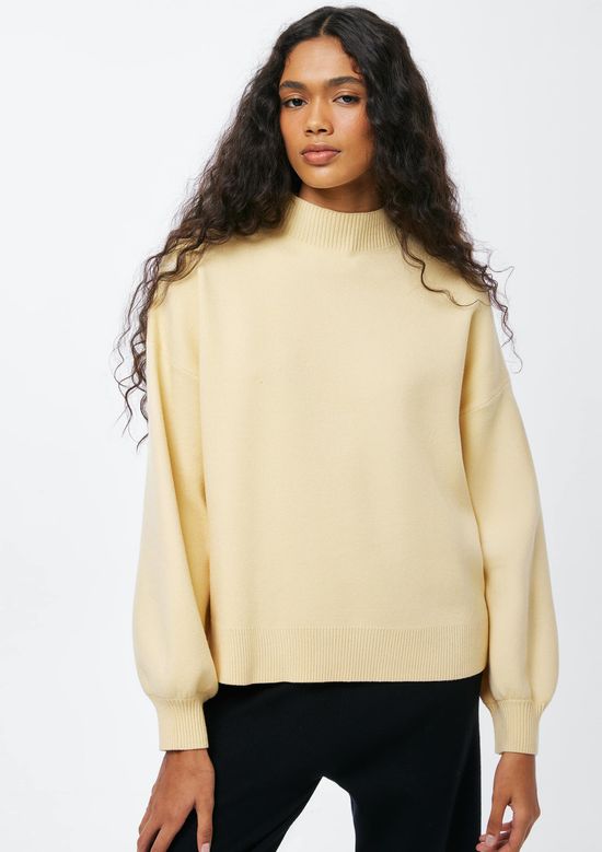 Foto do produto: Blusão Feminino Tricô Gola Alta - Amarelo