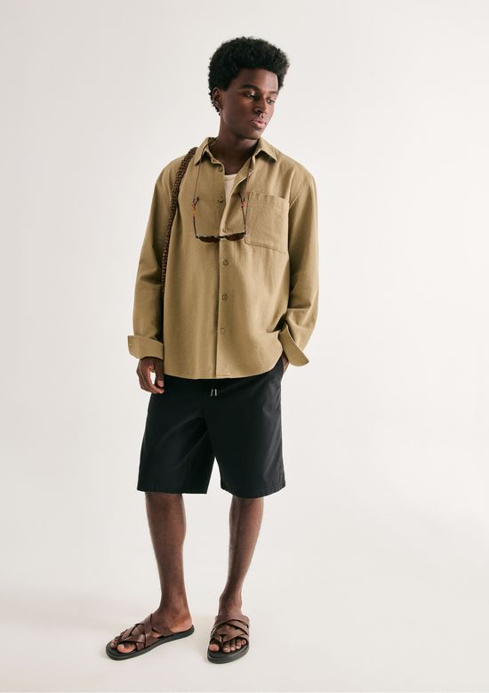 Foto do produto: Bermuda Básica Masculina Reta Em Sarja - Preto