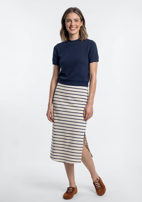 Foto do produto: Blusa Feminina Manga Curta Em Tricô - Azul