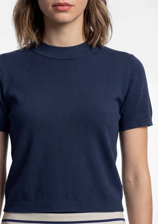 Foto do produto: Blusa Feminina Manga Curta Em Tricô - Azul