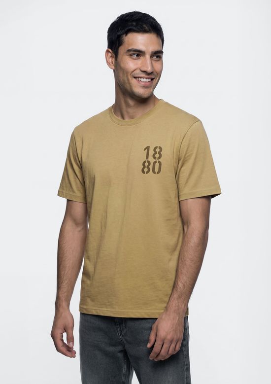 Foto do produto: Camiseta Masculina Manga Curta Com Estampa - Bege