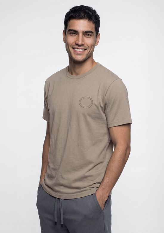 Foto do produto: Camiseta Masculina Manga Curta Com Estampa - Bege