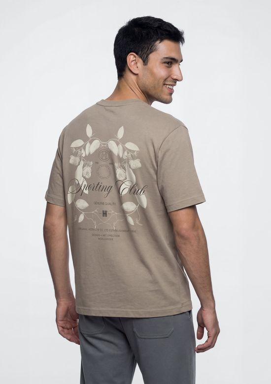 Foto do produto: Camiseta Masculina Manga Curta Com Estampa - Bege