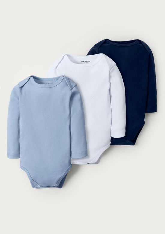 Foto do produto: Kit Com 3 Bodies Bebê Unissex Em Ribana - Multicolorido