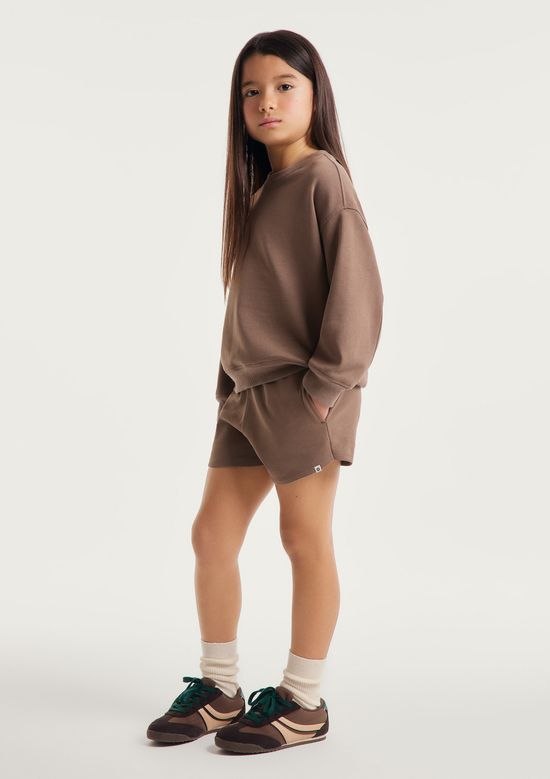 Foto do produto: Shorts Infantil Menina Runner Em Moletinho - Marrom