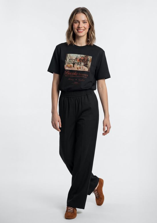 Foto do produto: Calça Feminina Cintura Média Pantalona - Preto