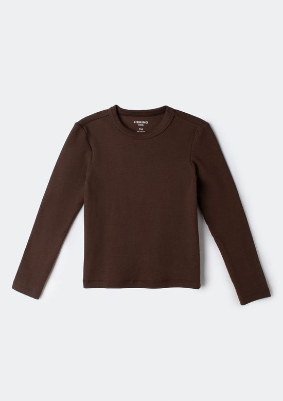 Foto do produto: Blusa Infantil Menina Manga Longa Em Ribana Canelada - Marrom