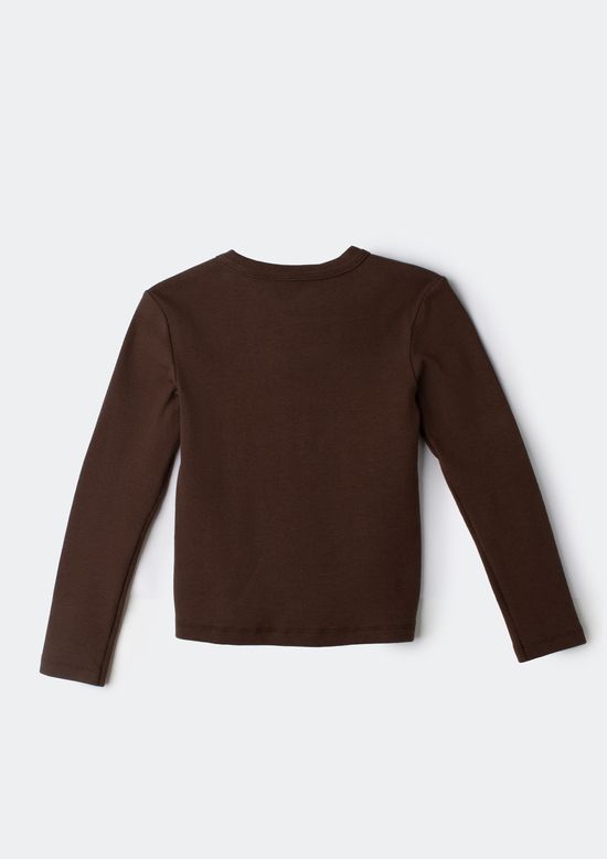 Foto do produto: Blusa Infantil Menina Manga Longa Em Ribana Canelada - Marrom