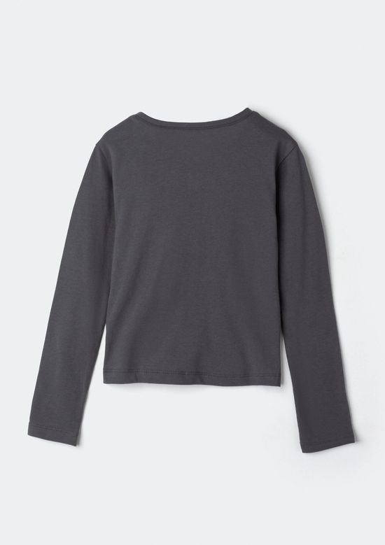 Foto do produto: Blusa Infantil Menina Manga Longa Slim Com Estampa - Cinza