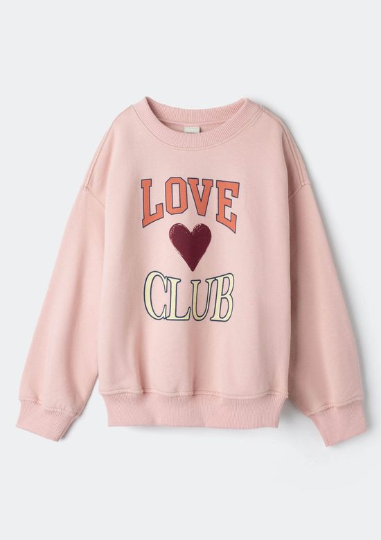 Foto do produto: Blusão De Moletom Infantil Menina Oversized Com Estampa - Rosa