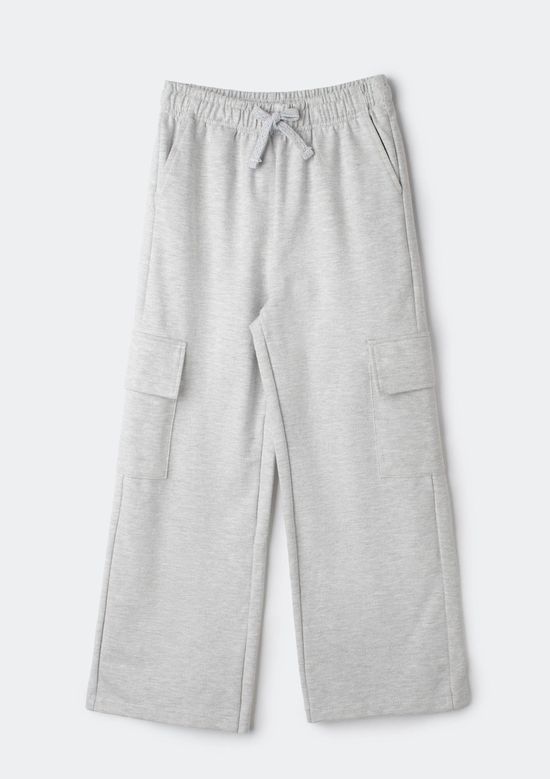 Foto do produto: Calça Infantil Menina Cargo Em Moletom Sarjado - Cinza
