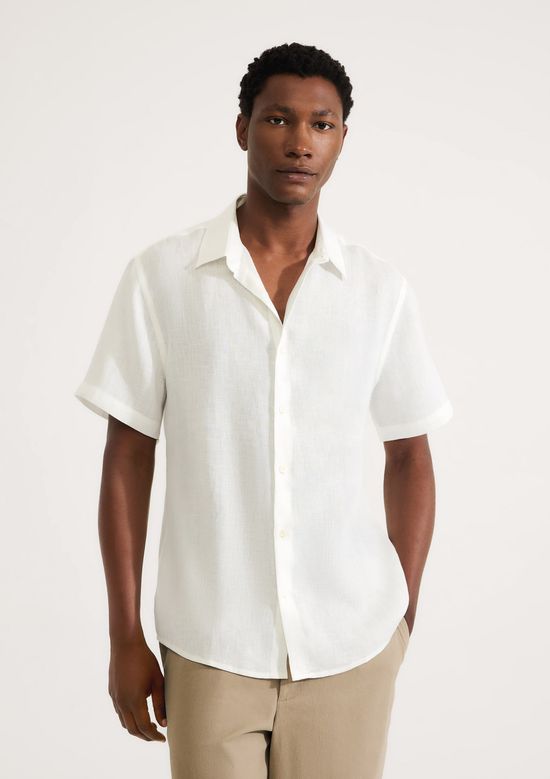 Foto do produto: Camisa Masculina Manga Curta Em Linho - Off white