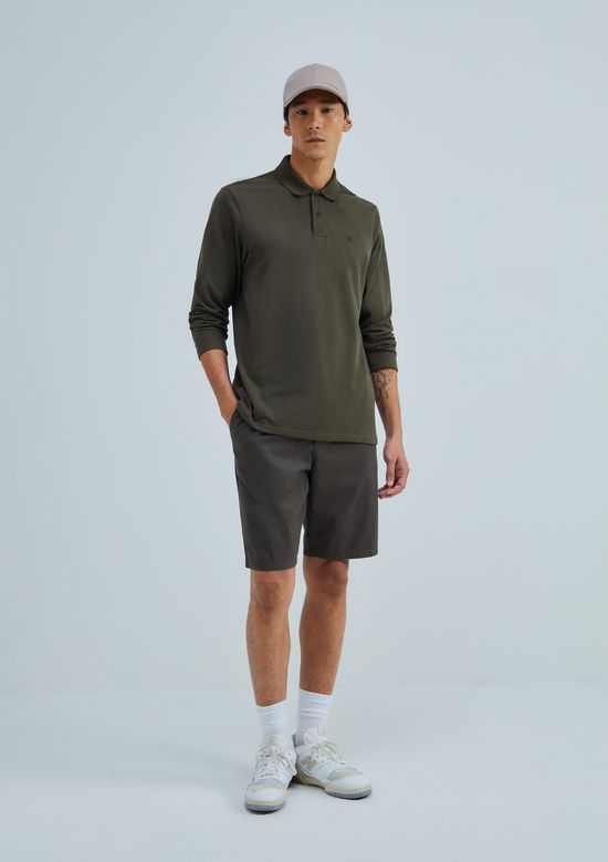 Foto do produto: Camisa Polo Masculina Manga Longa Em Piquet - Verde