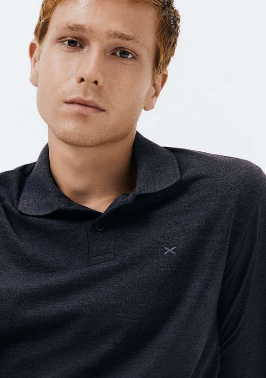 Foto do produto: Camisa Polo Masculina Manga Longa Em Piquet - Cinza