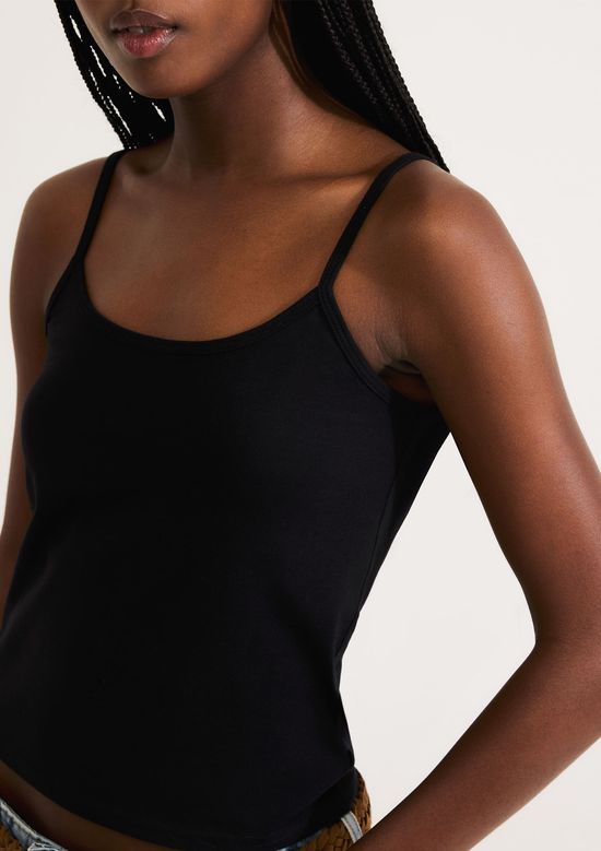 Foto do produto: Regata Feminina Alças Finas Com Elastano - Preto