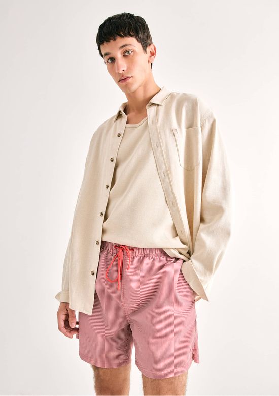 Foto do produto: Shorts De Banho Masculino Listrado - Rosa