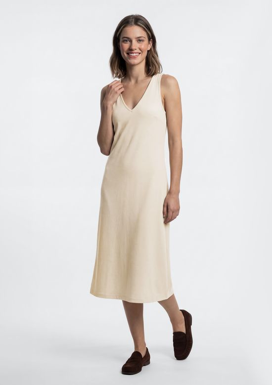 Foto do produto: Vestido Midi Evasê Com Elastano - Creme