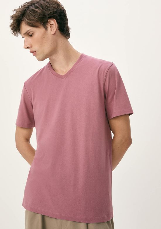 Foto do produto: Camiseta Básica Masculina Manga Curta Gola V World - Rosa