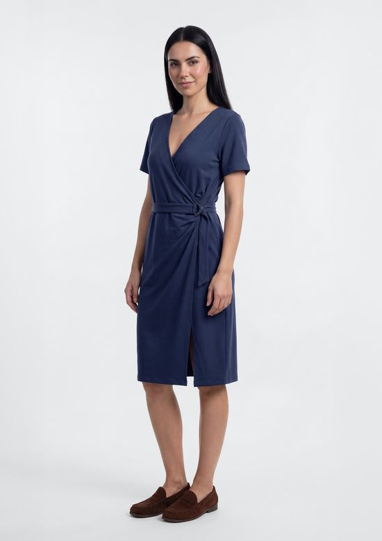 Foto do produto: Vestido Curto Transpassado Em Algodão - Azul