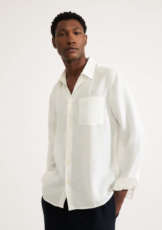Foto do produto: Camisa Masculina Manga Longa Em Linho - Off white