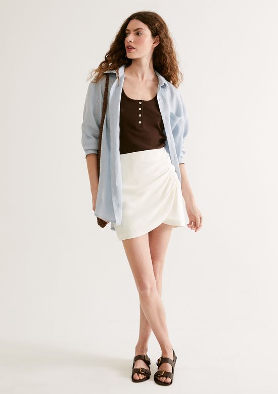 Foto do produto: Regata Feminina Canelada Com Botões - Marrom