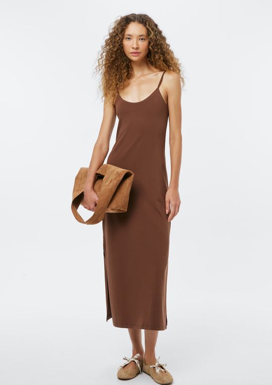 Foto do produto: Vestido Midi Reto Em Algodão - Marrom