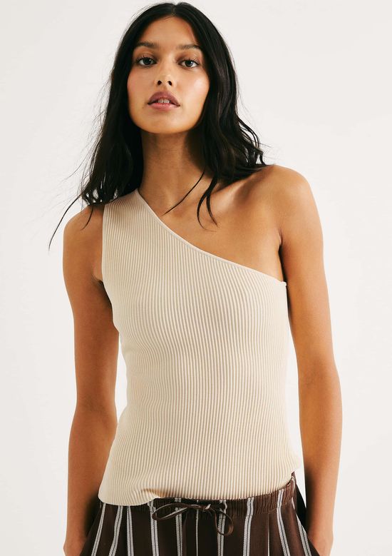 Foto do produto: Regata Feminina Canelada Ombro Só - Creme