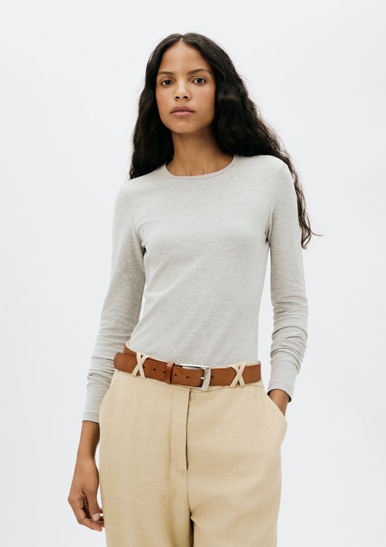 Foto do produto: Blusa Básica Feminina Manga Longa Slim - Cinza