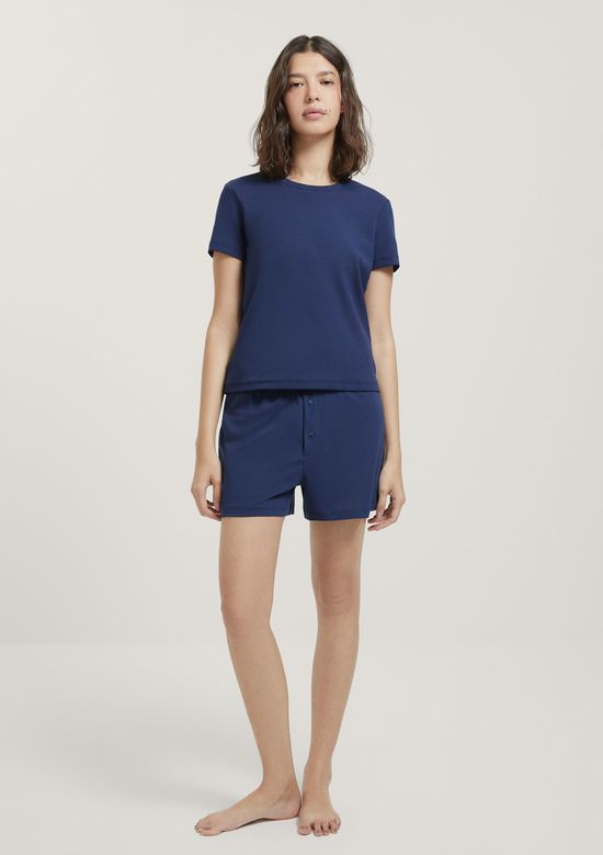 Foto do produto: Pijama Curto Feminino Em Malha Premium - Azul