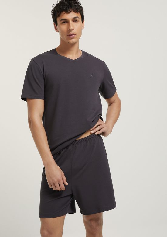 Foto do produto: Pijama Curto Masculino Em Piquet - Cinza