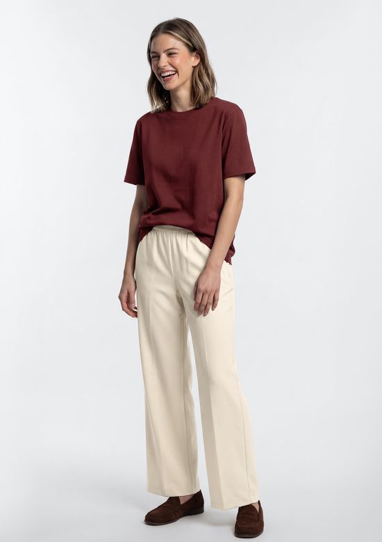 Foto do produto: Calça Feminina Cintura Média Pantalona - Creme