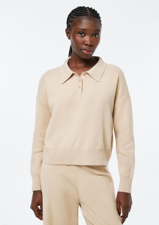 Foto do produto: Polo Feminina Boxy Em Tricô - Bege