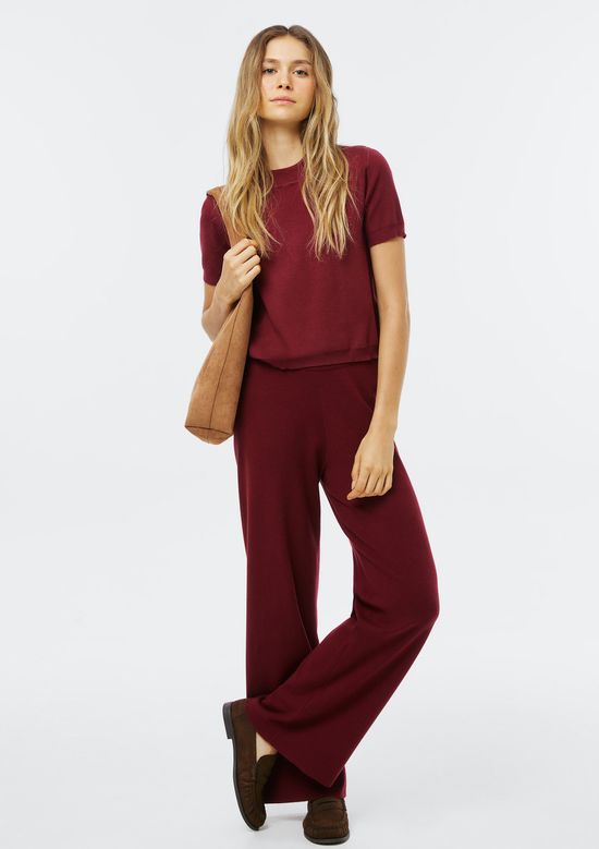 Foto do produto: Blusa Feminina Manga Curta Em Tricô - Vinho