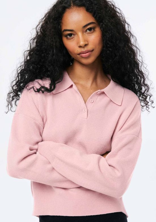 Foto do produto: Polo Feminina Boxy Em Tricô - Rosa