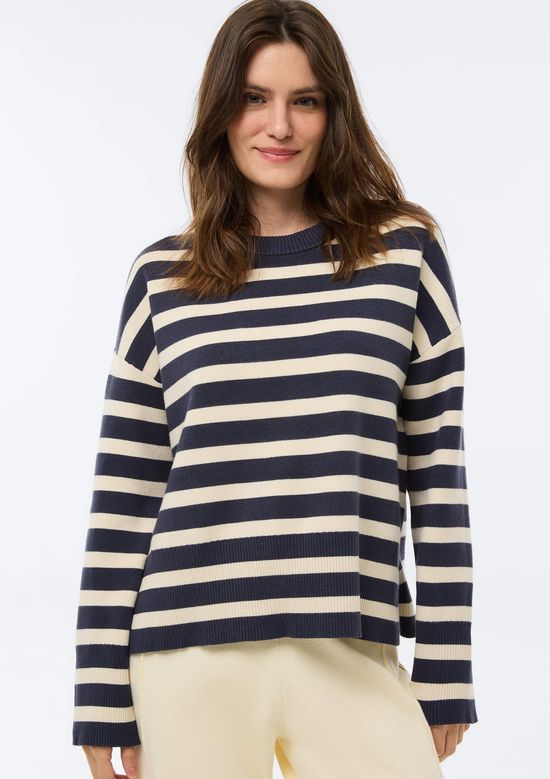 Foto do produto: Blusão Feminino Em Tricô Fio Tinto - Azul