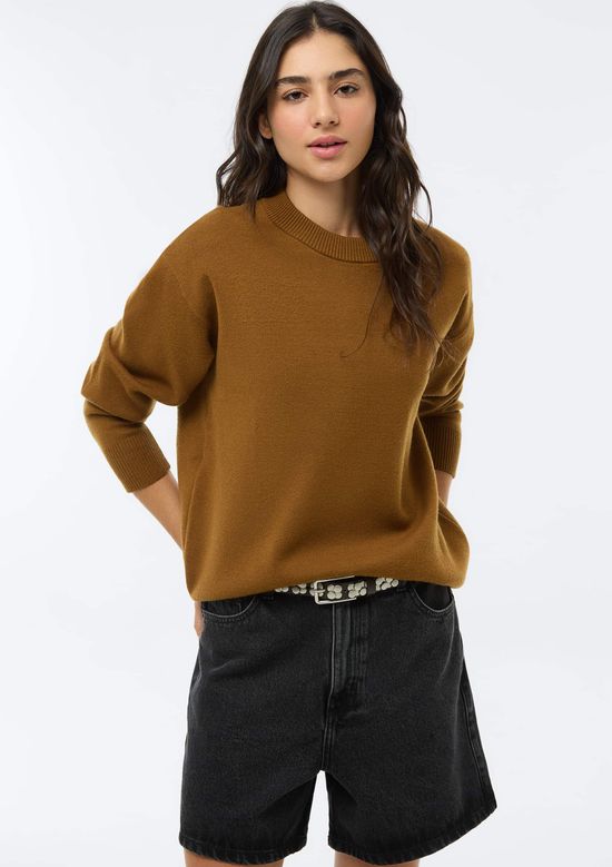 Foto do produto: Blusão Feminino Amplo Em Tricô - Marrom