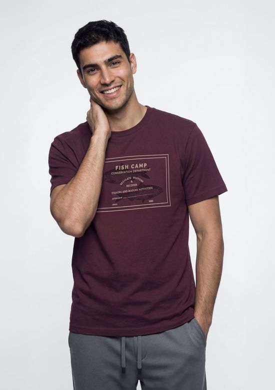 Foto do produto: Camiseta Masculina Manga Curta Com Estampa - Vinho