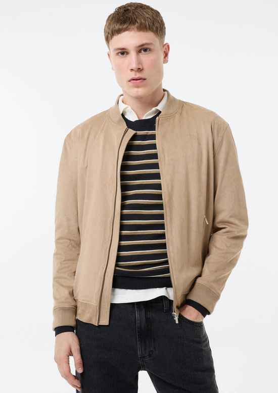 Foto do produto: Jaqueta Masculina Bomber Em Suede - Bege